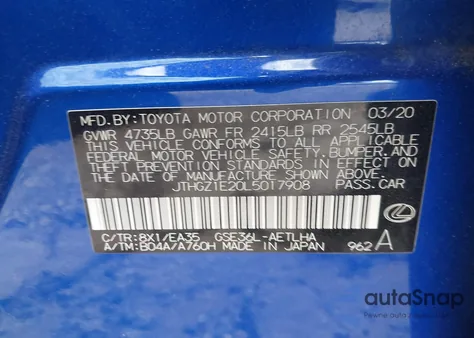 2020 Lexus Is 350 F Sport из США, поврежденный, VIN JTHGZ1E20L5017908